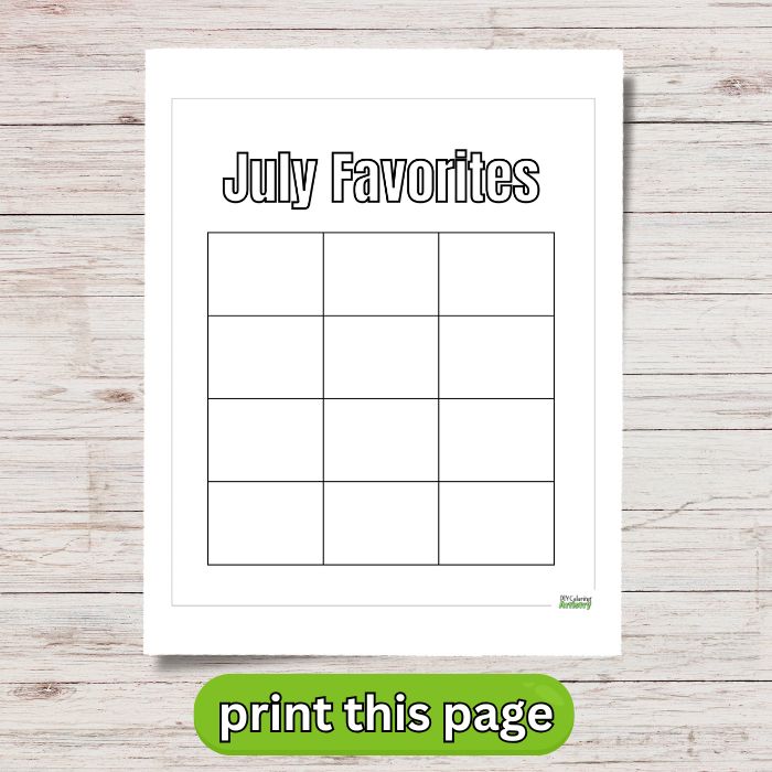 July Favorites Coloring Page