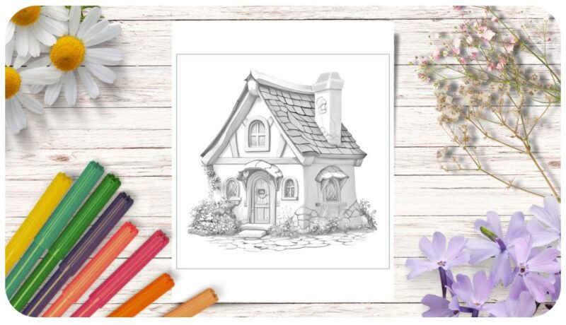 Cute Cottages Coloring Pages
