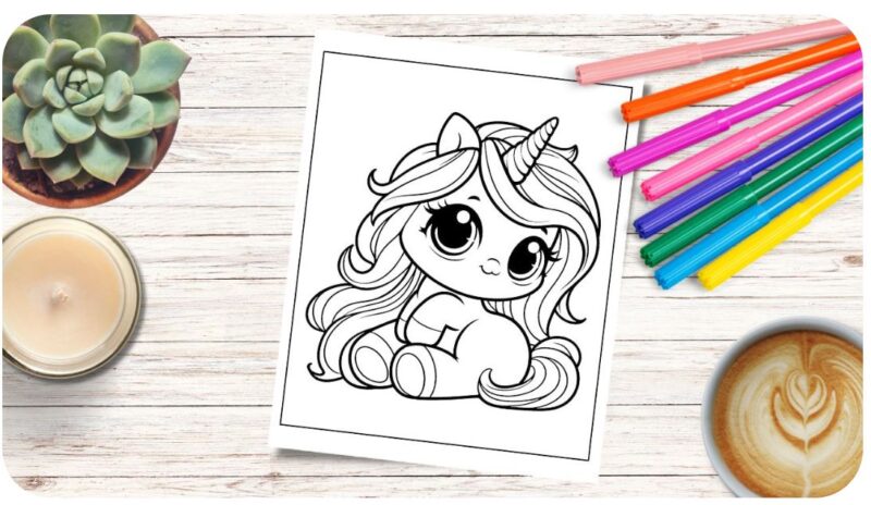 Simple Unicorn Coloring PDF's