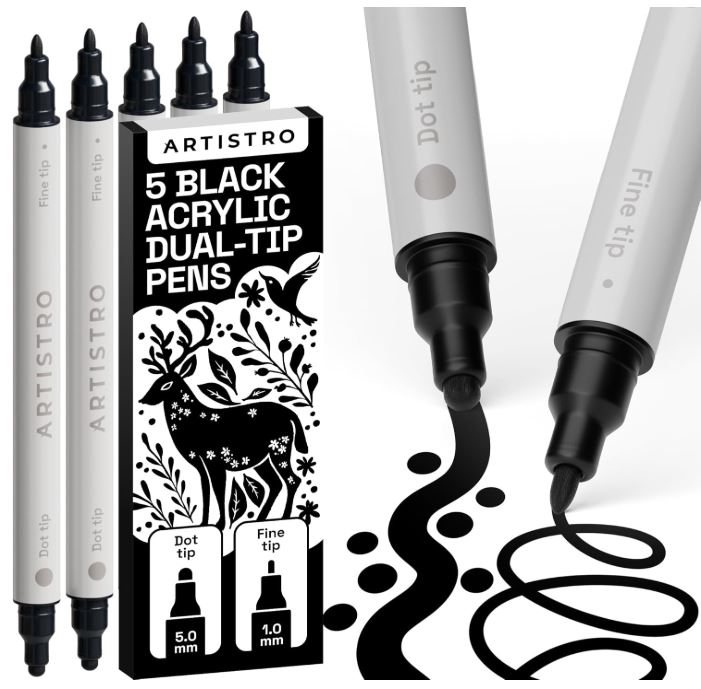 Artistro 5 Black Acrylic Paint Markers
