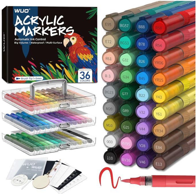 WUO 36 Colors Acrylic Paint Markers