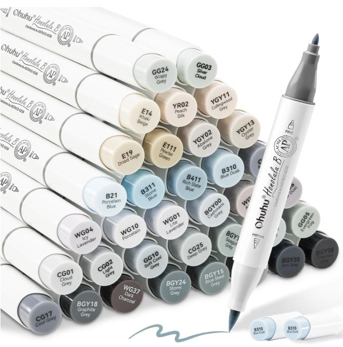 Ohuhu 36 Gray Alcohol Markers