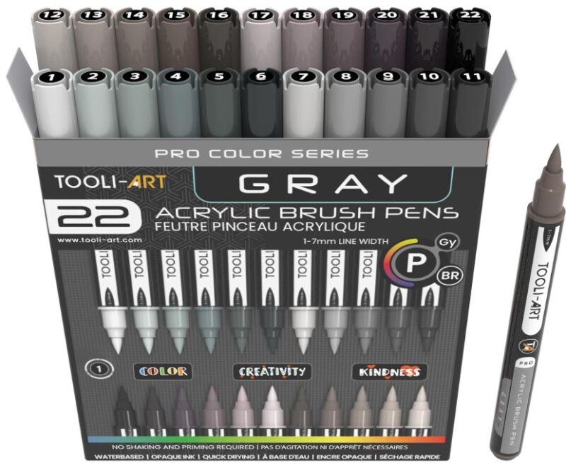 Brush Tip Gray Markers