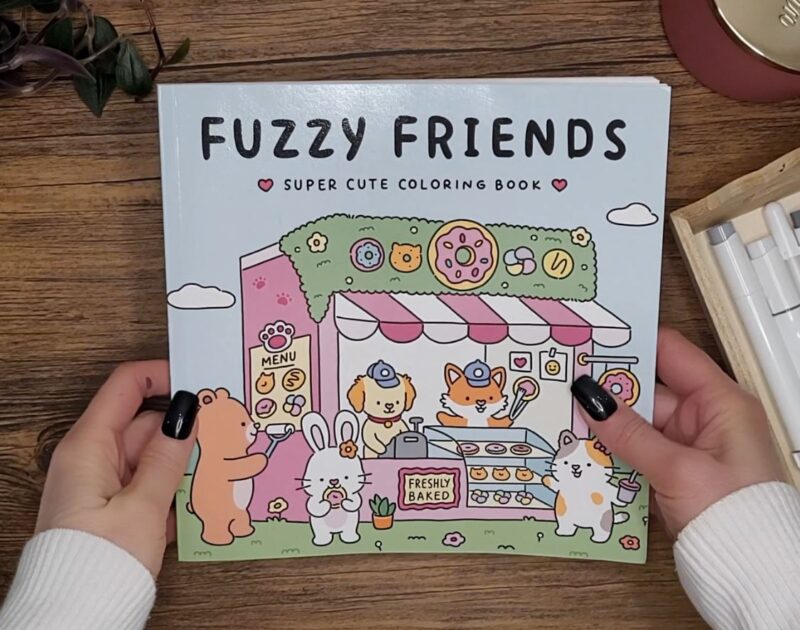 Fuzzy Friends coloring book for gray markers