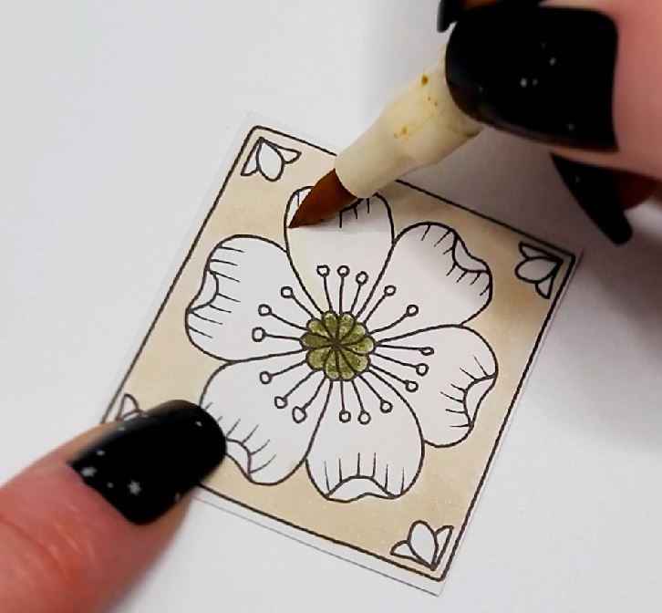 coloring in the sticker