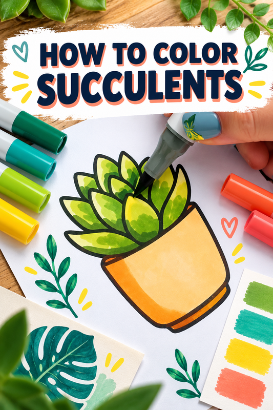 how to color succulents pin